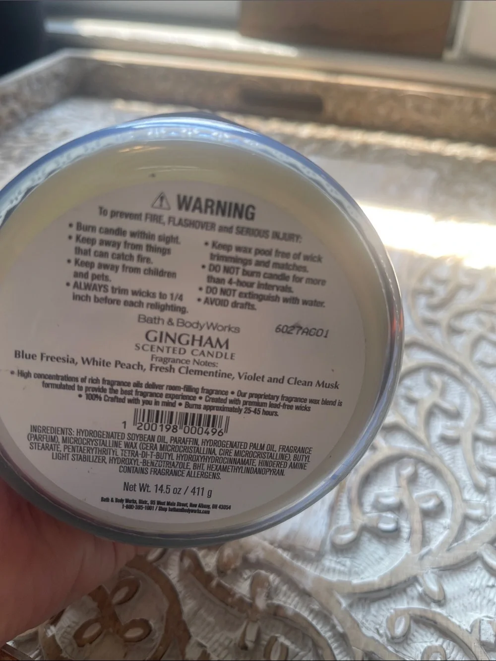 Bath & Body Works Gingham Scented Candle - Light Blue Plaid